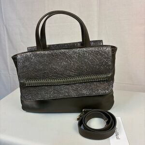 Nada Sawaya Foglia Leather Olive Leaf Satchel